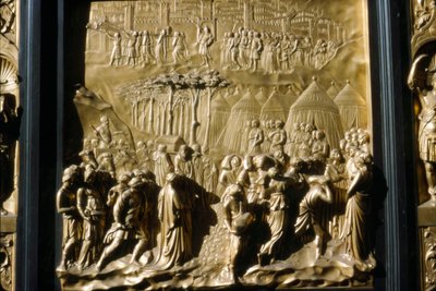 Israeliter tar Jeriko, detalj av Baptistery Door, Florens, Italien, c1400-talet av Lorenzo Ghiberti