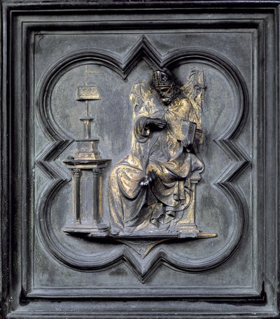 St Augustine, panel H i norra dörrarna till baptisteriet i San Giovanni, 1403-24 (brons) av Lorenzo Ghiberti