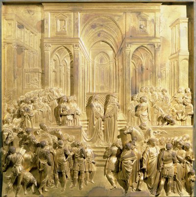 Mötet mellan kung Salomo och drottningen av Saba, originalpanel från Baptisteriets östra dörrar av Lorenzo Ghiberti