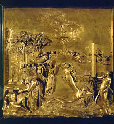 Adams skapelse, Evas skapelse ur Adams revben, fördrivningen ur paradiset (brons) av Lorenzo Ghiberti