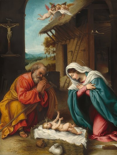 Kristi födelse. 1523 av Lorenzo Lotto