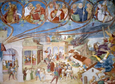 Martyrdom of Saint Barbara, detalj från Stories of Saint Barbara av Lorenzo Lotto