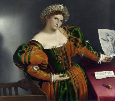 Porträtt av en venetiansk kvinna som Lucrezia av Lorenzo Lotto