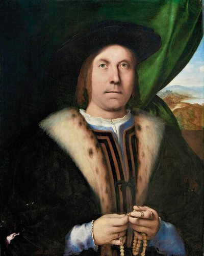 Porträtt av en man med en radband, ca 1515-1520. av Lorenzo Lotto
