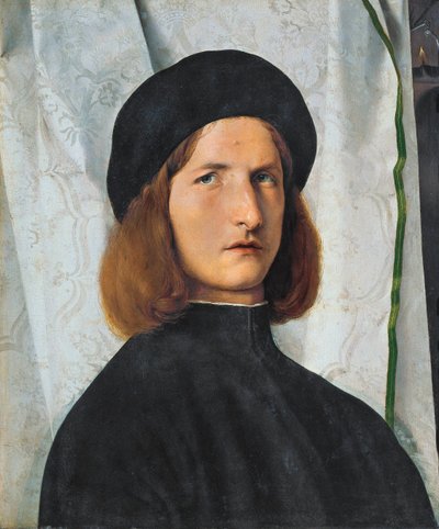 Porträtt av ung man med lampa, 1508 av Lorenzo Lotto