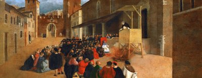 Renässans: Saint Dominic (1170-1221) predikar i Recanati par Lotto, Lorenzo (1480-1556) av Lorenzo Lotto
