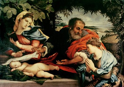 Den heliga familjen med den heliga Katarina av Alexandria, 1533 av Lorenzo Lotto