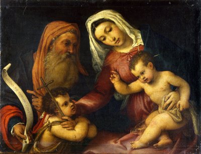 Jungfru Maria med barnet och de heliga Zacharias och Johannes Döparen av Lorenzo Lotto