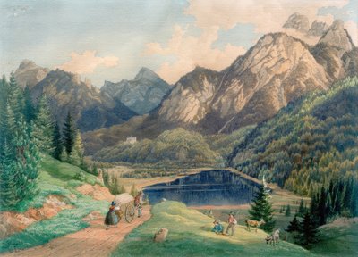 Schwansee nära Füssen av Lorenzo Quaglio