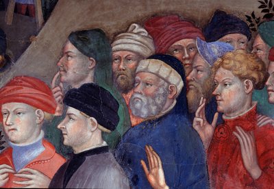 Döparen Johannes döper folkmassorna i Jordan, detalj (fresko av Lorenzo Salimbeni