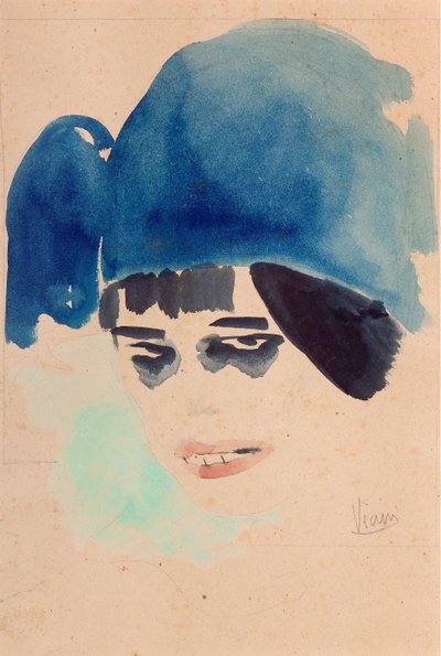 Porträtt, ca 1912 (akvarell och penna på papper) av Lorenzo Viani