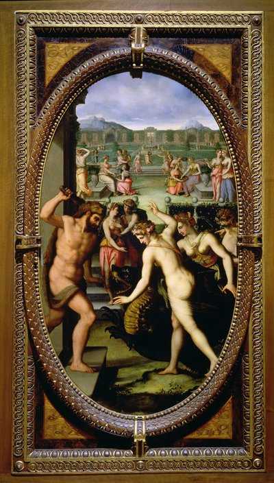 Herkules dödar Hesperidernas drake, 1572 (olja på skiffer) av Lorenzo dello Sciorina