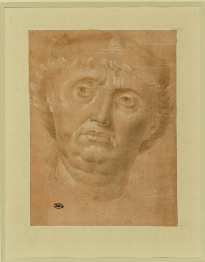 Porträtt av en man, helfigur, ögonen vända åt vänster ... av Lorenzo di Credi
