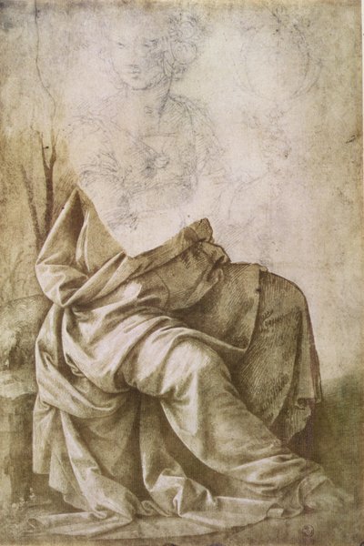 Studie av en figur som representerar astronomi (penna och bläck med tvätt) av Lorenzo di Credi