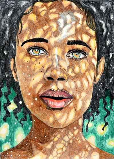 Kvinna i fläckigt ljus av Loretta Van Der Westhuizen