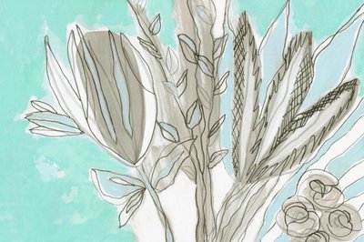 Moderna botaniska motiv i blågrönt av Lori Ann Folz