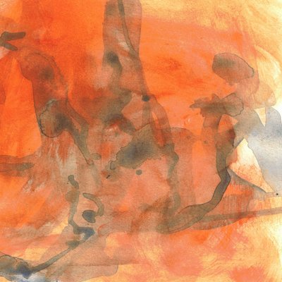 Orange, flytande, abstrakt av Lori Ann Folz
