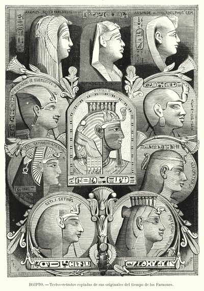 Forntida egyptiska porträtthuvuden (litho) av Lothar Michael Burger