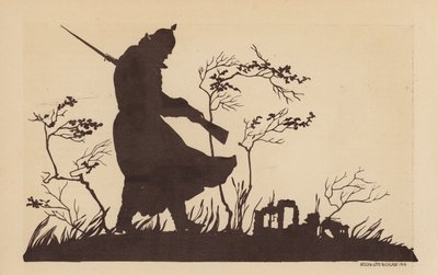 Silhuett av en tysk soldat, första världskriget (litho) av Lotte Nicklass