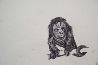 Monkey Business, 2016, (bic biro på papper) av Lou Gibbs
