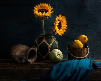 Rustika solrosor och citroner av Louie Luo