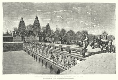 Östra ingången till Khmer-templet av Preah Khan, Angkor, Kambodja (gravyr) av Louis (after) Delaporte