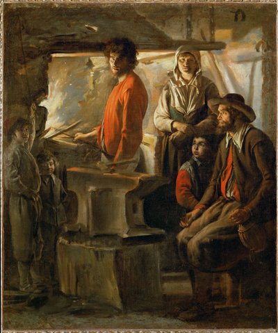 Smedjan eller: En smed i sin smedja ... av Louis (attr. to) Le Nain