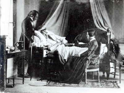 The Visit of the Doctor to the Patient, c.1840-50 (bw photo) av Louis Adolphe Humbert de Mollard