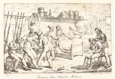 Interiör av en militärkammare. av Louis Albert Guislain Baclère d