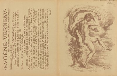 Dans naken och reklam för Eugène Verneaus "Dekorativa tryck" [verso] av Louis Anquetin
