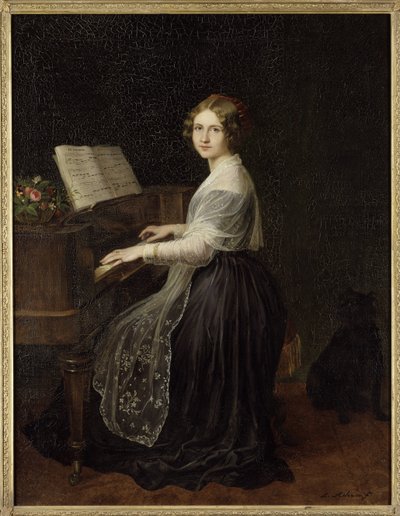Porträtt av sopranen Jenny Lind (1820-1887), av Asher, Louis (1804-1878). Olja på duk av Louis Asher