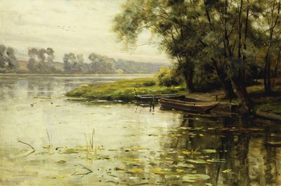 Äng vid flodstranden; La Prairie au bord de Fleuve av Louis Aston Knight