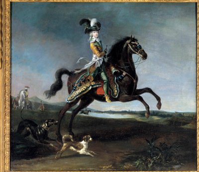 Ridsporträtt av Marie Antoinette av Lorraine Habsburg, Frankrikes drottning (1755-1793) Målning av Louis Auguste Brun (1758-1815) av Louis Auguste Brun