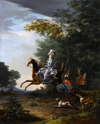 Marie-Antoinette 1755-1793 Jakt med hundar av Louis Auguste Brun de Versoix