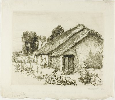 Stuga med fem barn av Louis Auguste Lepère