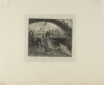 Slussen i Canal Saint-Martin av Louis Auguste Lepère