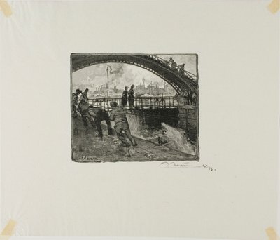 Slussen i Canal Saint-Martin av Louis Auguste Lepère