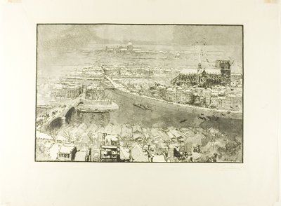 Paris under snö, sett från tornet Saint-Gervais av Louis Auguste Lepère