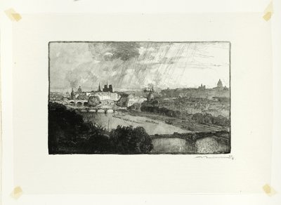 Paris, sett från Pavillon de Flore, plansch elva från Le Long de la Seine et des Boulevards av Louis Auguste Lepère