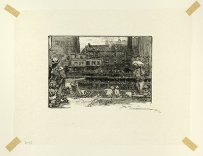 Gipsavlastare, plansch tre från Le Long de la Seine et des Boulevards av Louis Auguste Lepère