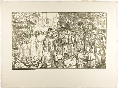 Corpus Christi-processionen, Nantes av Louis Auguste Lepère