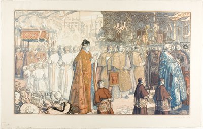 Corpus Christi-processionen, Nantes av Louis Auguste Lepère