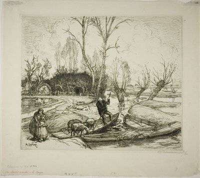 Den översvämmade Marais: Herden av Louis Auguste Lepère
