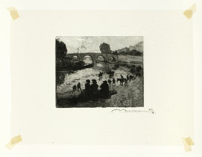 Hästdammen vid Pont Marie, plansch tio från Le Long de la Seine et des Boulevards av Louis Auguste Lepère