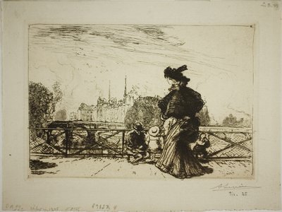 Île de la Cité sett från Pont des Arts av Louis Auguste Lepère