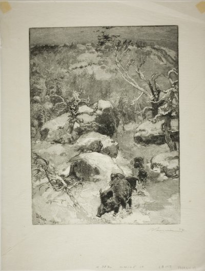 Vinter: klippan Cuvier-Châtillon av Louis Auguste Lepère