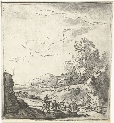 Landskap med ryttare och herde av Louis Bernard Coclers