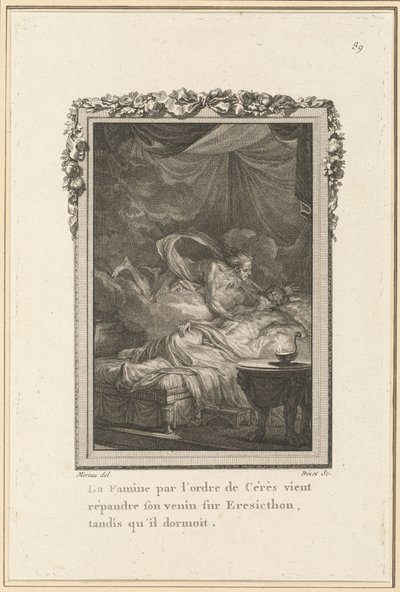 Hungersnöd på order av Ceres kommer att sprida sitt gift på Eresicthon, medan han sov av Louis Binet after Jean Michel Moreau
