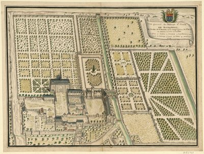 Abbaye de Bourgueil, översiktsplan av Louis Boudan