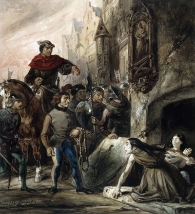 La Esmeralda försvaras av La Sachette. av Louis Boulanger